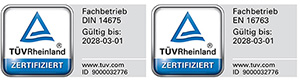 Zertifizierter Fachbetrieb DIN 14675 + EN 16763